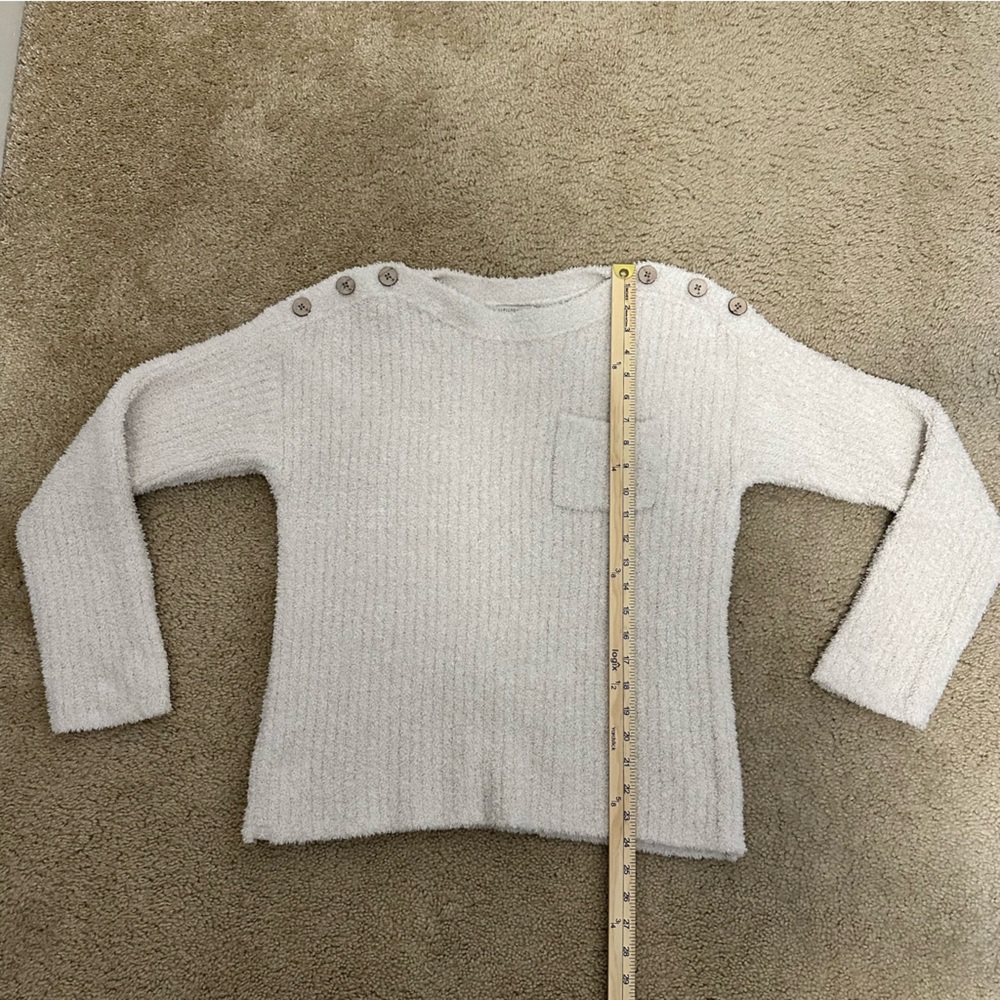 Barefoot Dreams Cozychic Lite Melange Boatneck Button Pullover Sweater EUC - Picture 10 of 10